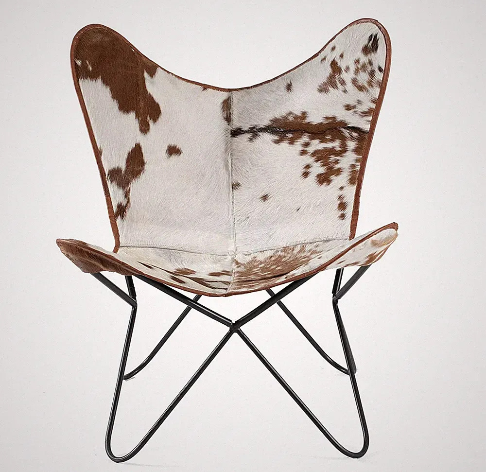 2 Hairon Leather Butterfly Chair Handmade Home Garden Relax Arm Chair Folding
