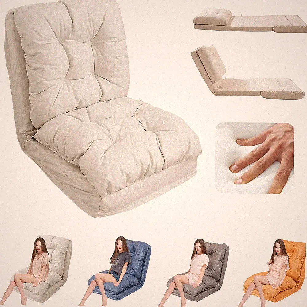 23.6" Adjustable Floor Lounge Chair + Back Support Lazy Sofa Bed for Living Room