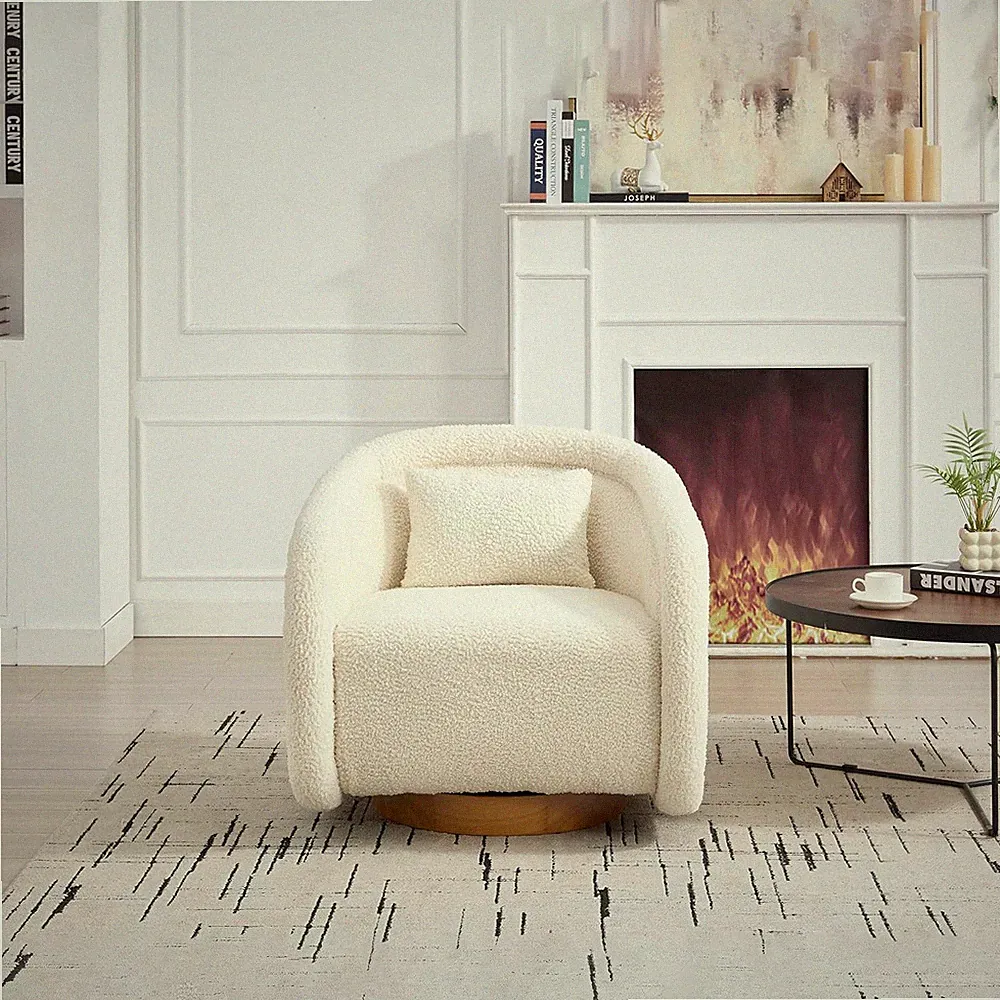 360° Swivel Teddy Accent Chair - Stylish & Comfortable for Home or Office