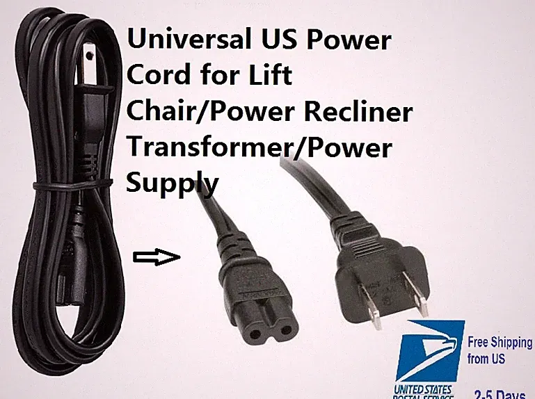 AC Power Cord for Pride,Okin,Limoss,Ashley Electric Lift Chair Power Recliner