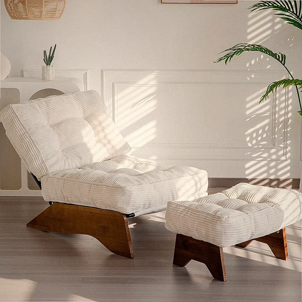 Accent Chair with Ottoman Adjustable Backrest Living Room Footrest Lounge Set