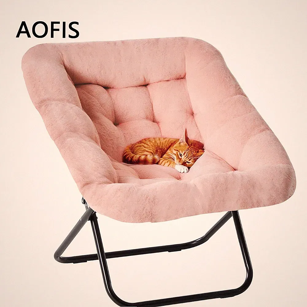 AOFIS Comfy Chair Adults Soft Faux Fur Folding Flexible Lounge for Living Room