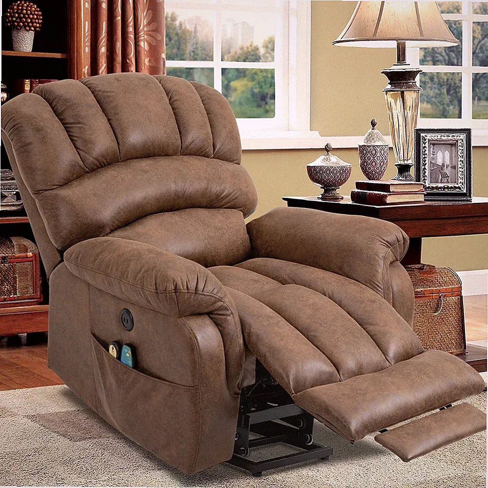 Big Tall Large Electric Power Lift Recliner Chair Extended Footrest Massage Heat