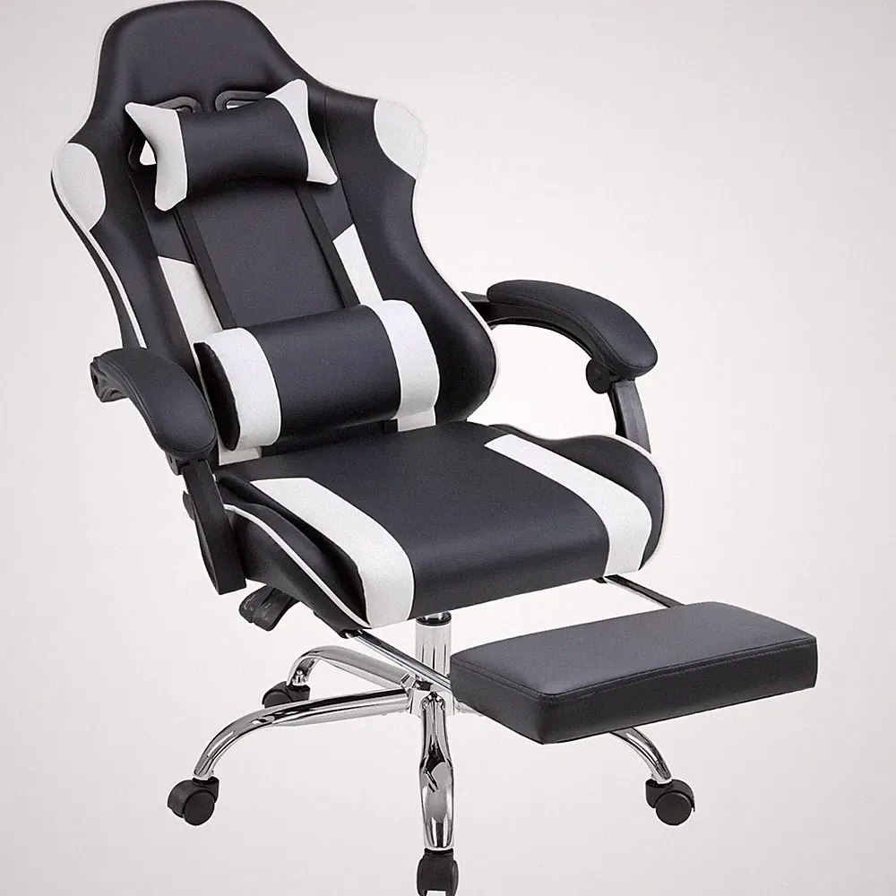 DUMOS Gaming Office Desk Chair with Footrest and Headrest for Adults, PU Leat...