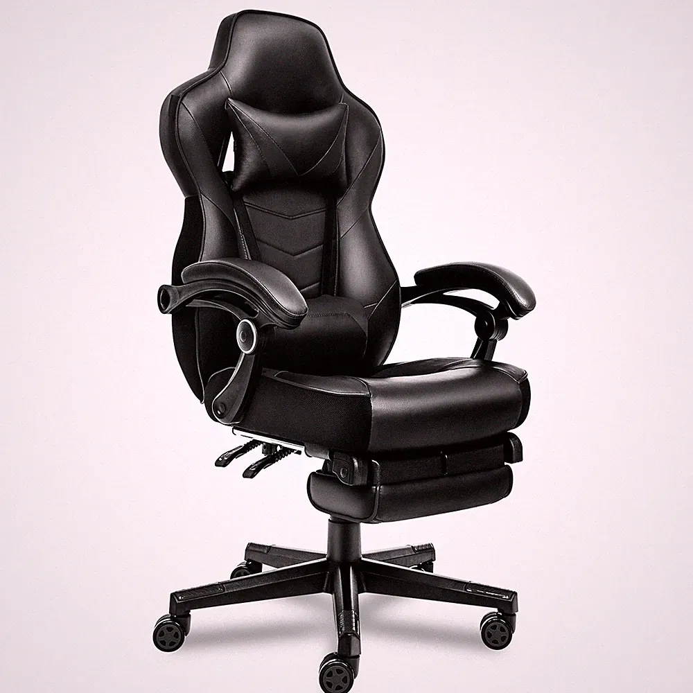 Ergonomic Gaming Chair - Racing Style Recliner with Lumbar Support & Footrest