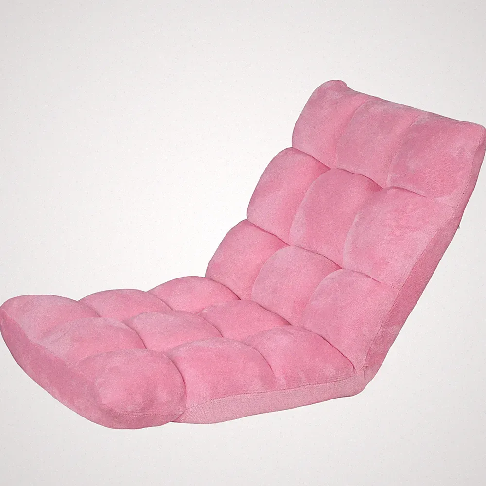 Folding Floor Gaming Chair for Relax Adjustable Floor Chair w/ Back Support Pink
