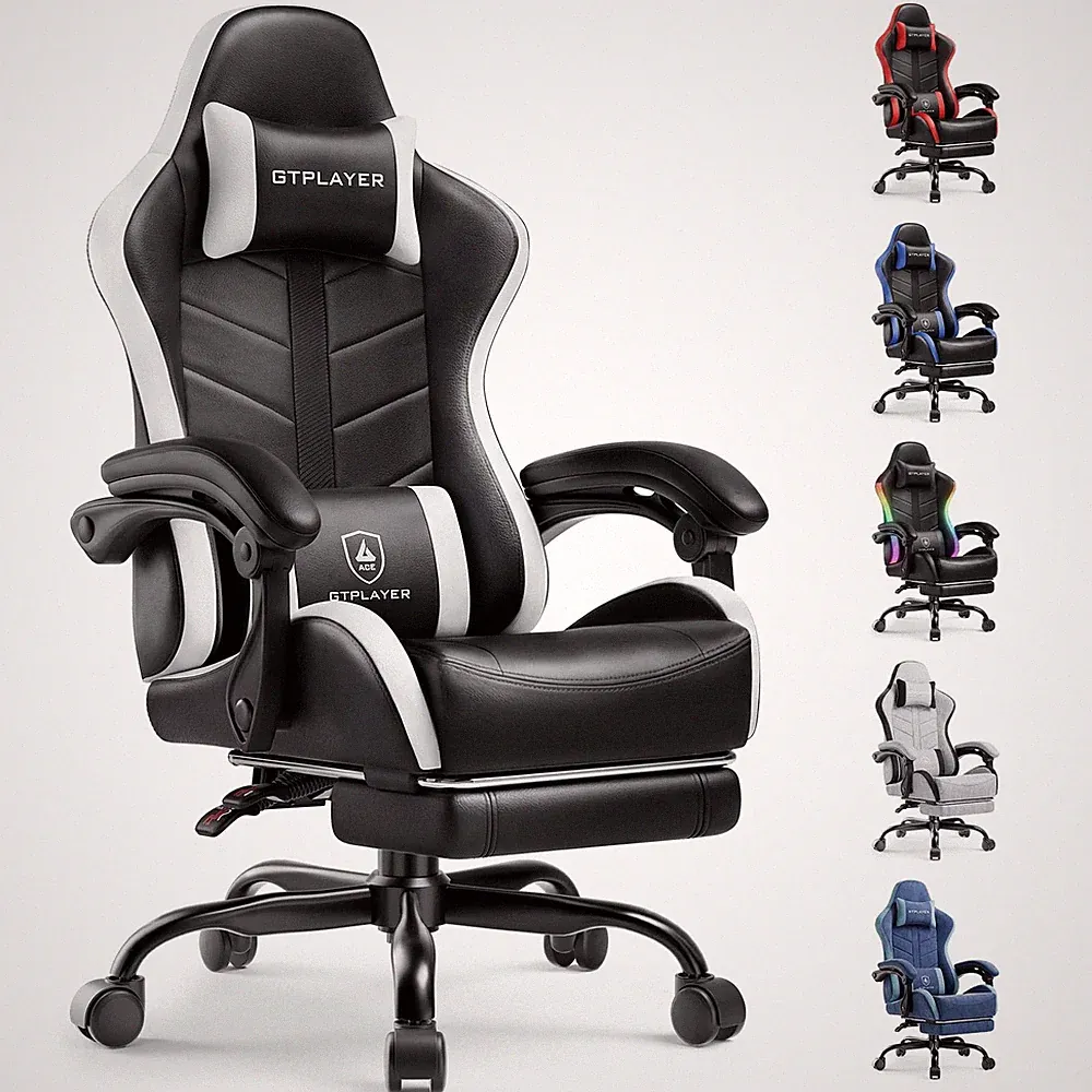 Gaming Chair, Computer Gaming Chairs for Adults with Footrest, Height Adjusta...