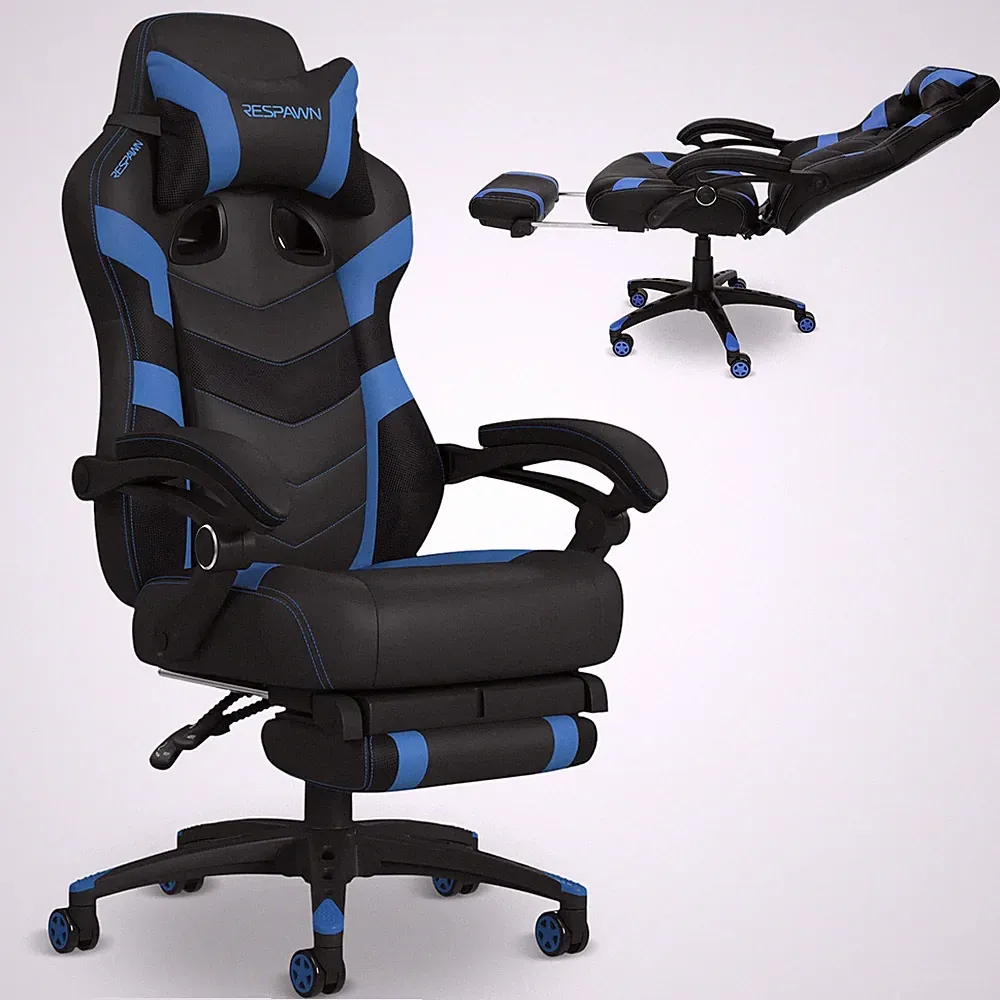 Gaming Chair Ergonomic Footrest Lumbar Support Headrest Blue RSP-110V2 RESPAWN