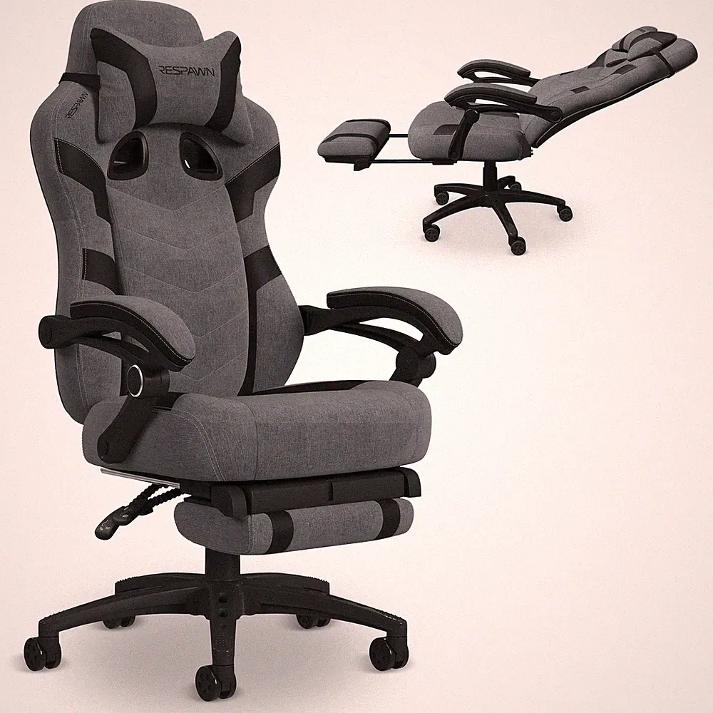 Gaming Chair Ergonomic Footrest Lumbar Support Headrest Gray Respawn Adults Game