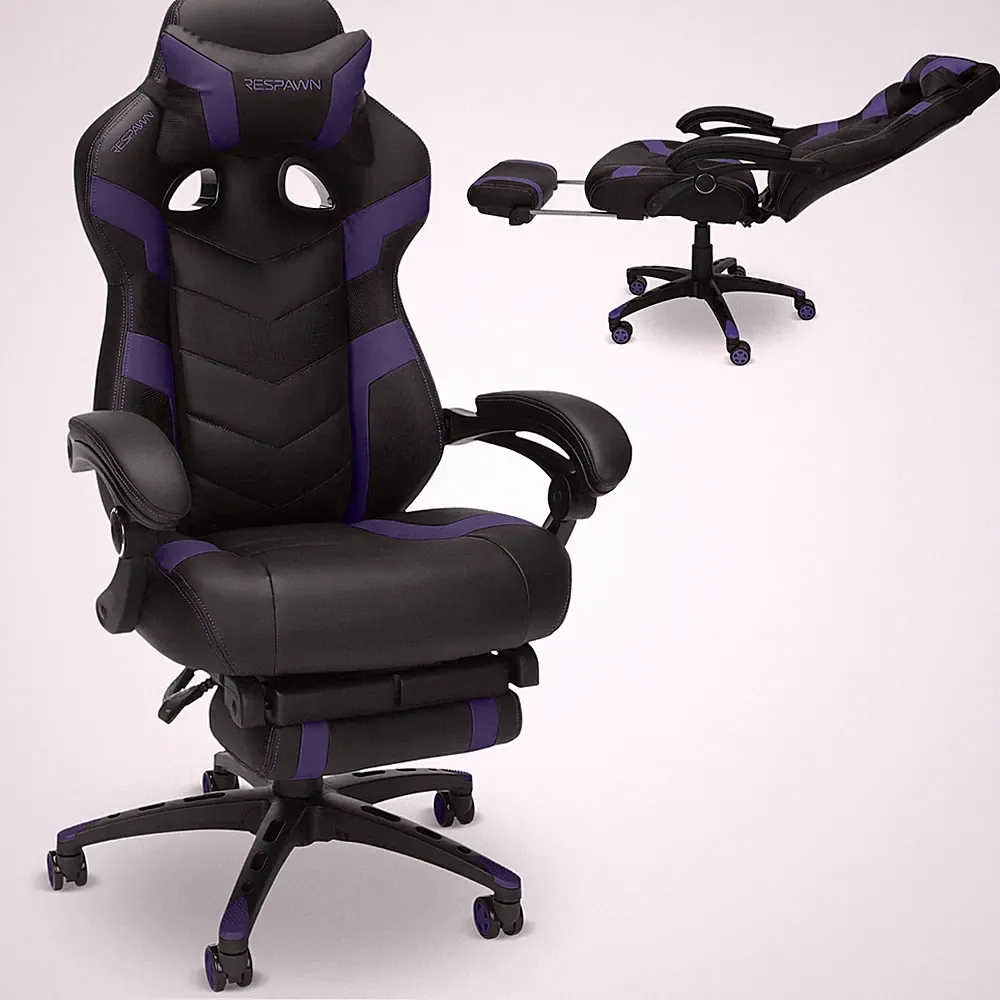 Gaming Chair Ergonomic Footrest Lumbar Support Headrest Purple RSP-110V2 Respawn