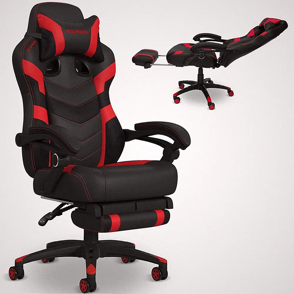 Gaming Chair Ergonomic Footrest Lumbar Support Headrest Red RSP-110V2 Respawn