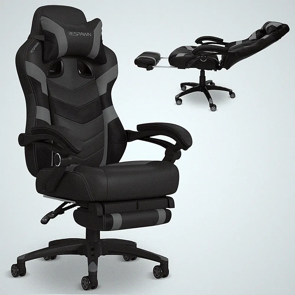 Gaming Chair Ergonomic Footrest Lumbar Support Headrest RSP-110V2-GRY Respawn