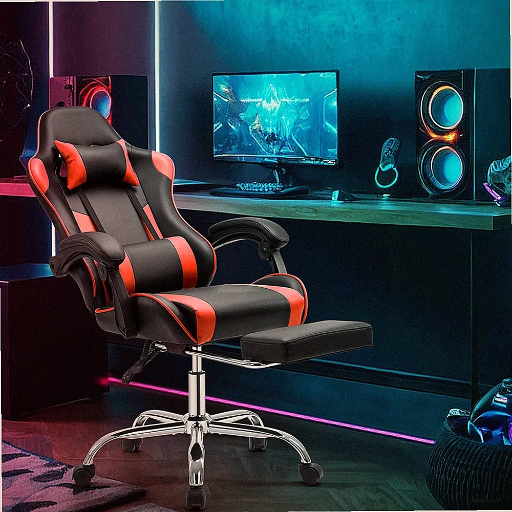 Gaming Chair,Ergonomic PU Leather Gaming Chairs for Adult with Footrest & Lumbar
