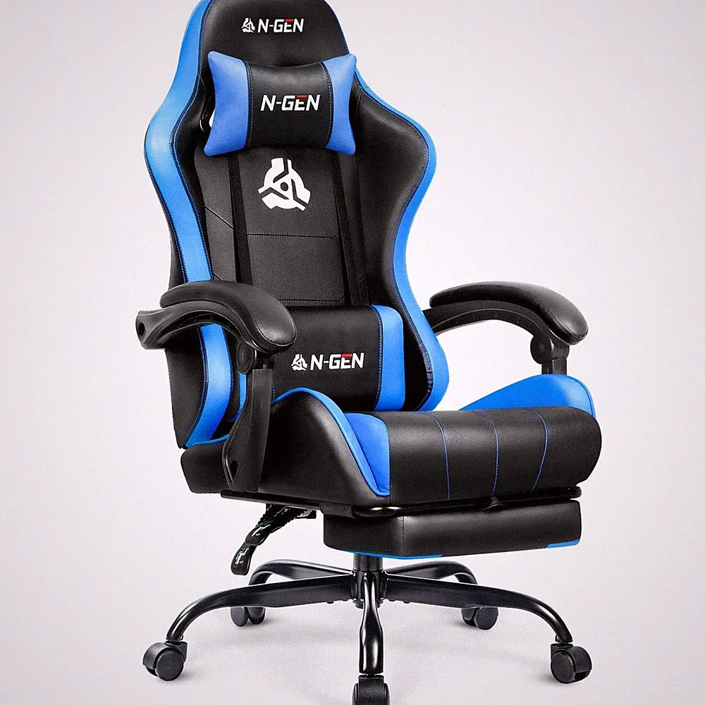 Gaming Chair Footrest Lumbar Support Recliner Adjustable Ergonomic NG2601A-BL