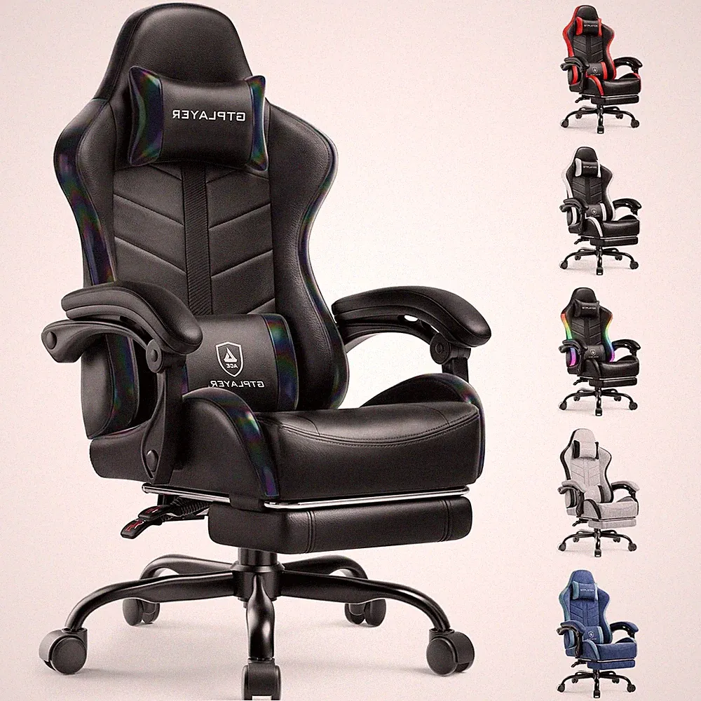 Gaming Chair with Footrest, Computer Gaming Chair for Adults and Kids, Height...