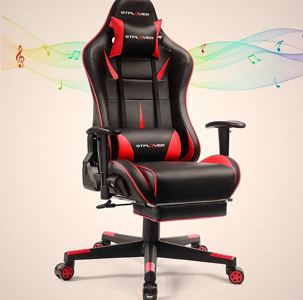 Gaming Chair with Speakers, Video Game Chairs with Footrest, PC Game Chairs for