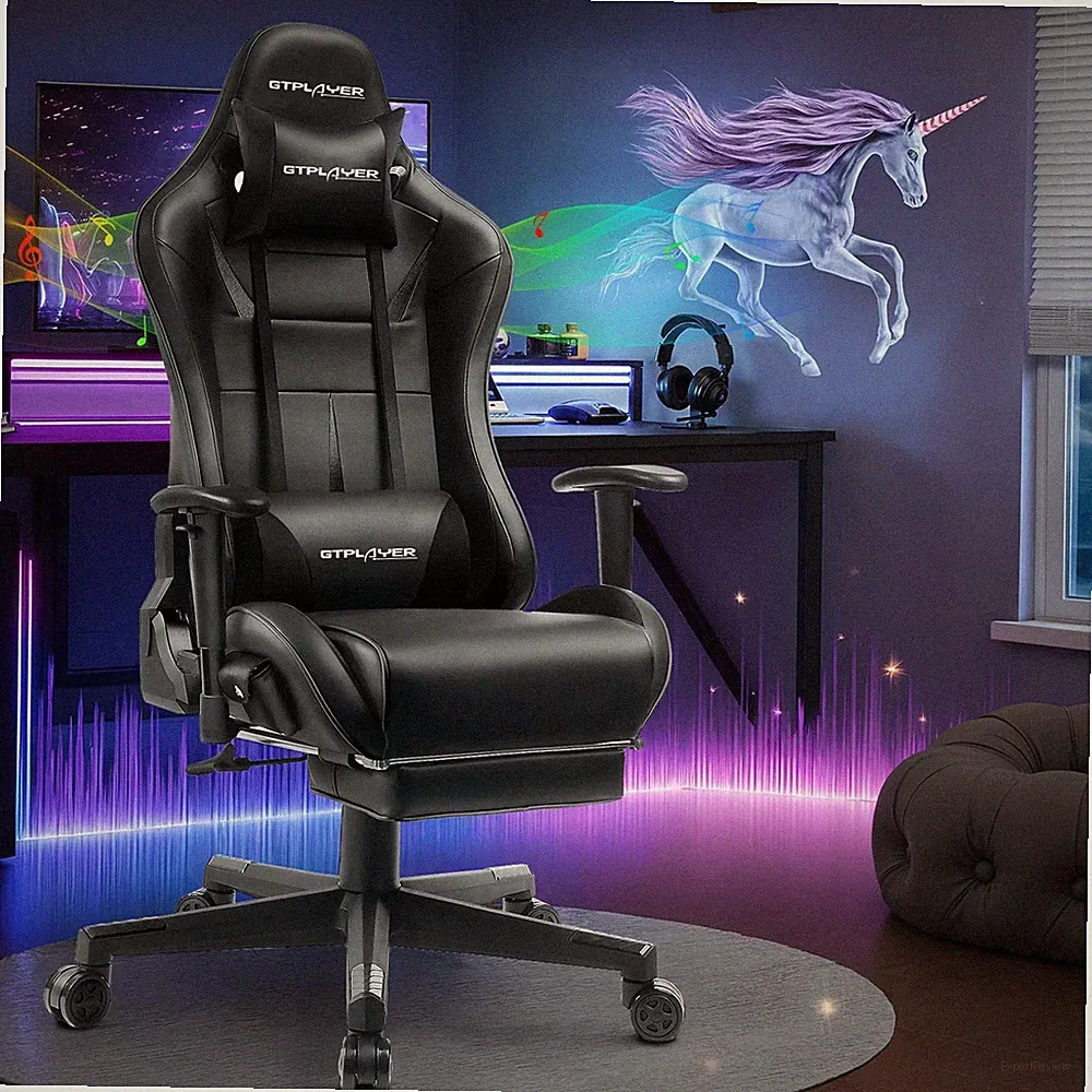 GTPLAYER Gaming Chair with Speakers, Video Game Chairs with Footrest for Adults