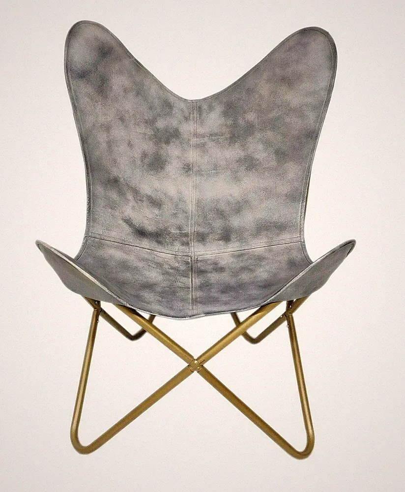 Handmade Vintage Leather Butterfly Chair Luxury Lounge Accent Boho Home Decor