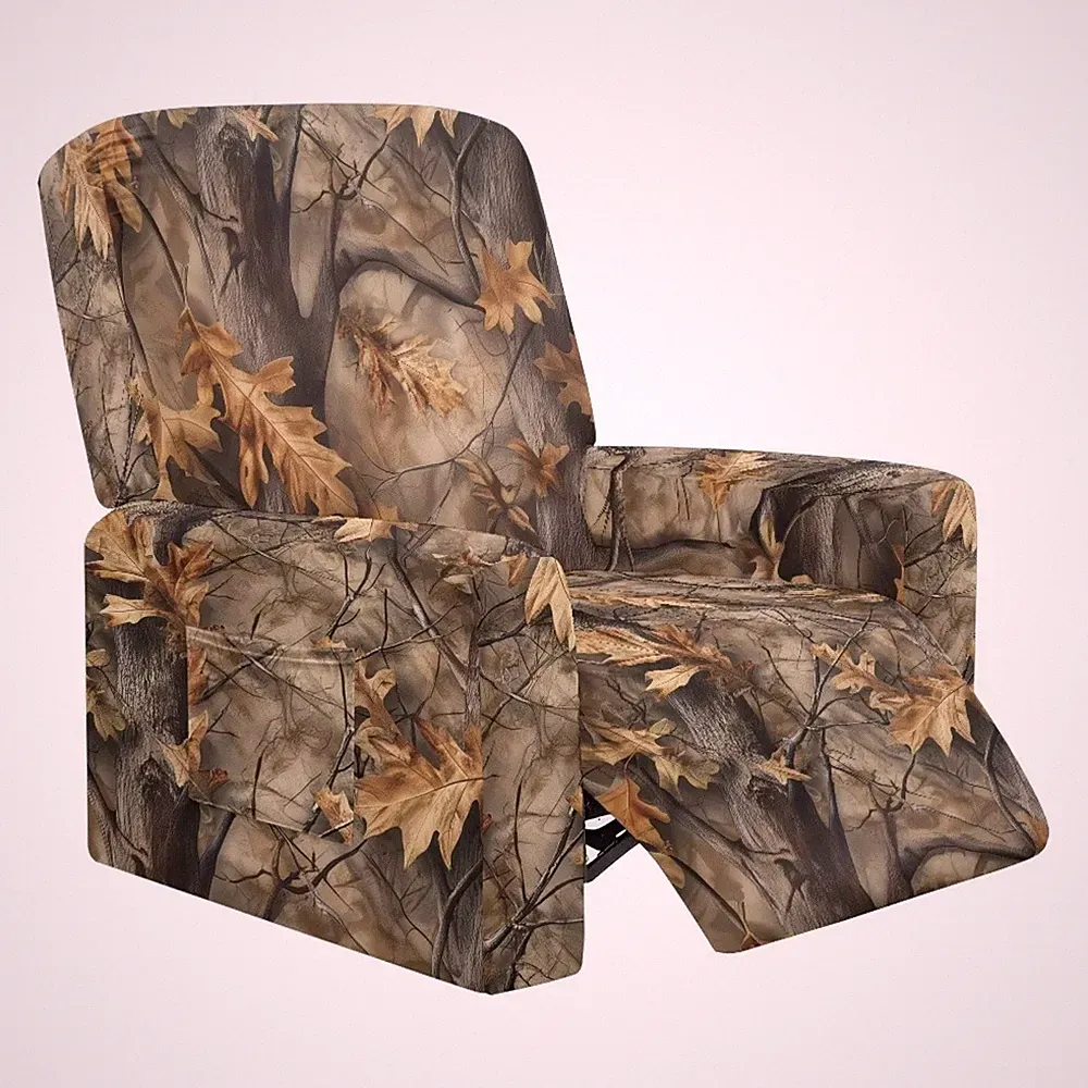 Hunting Camo Print 4 Pieces Stretch Recliner Covers, Easy to Install Recliner...