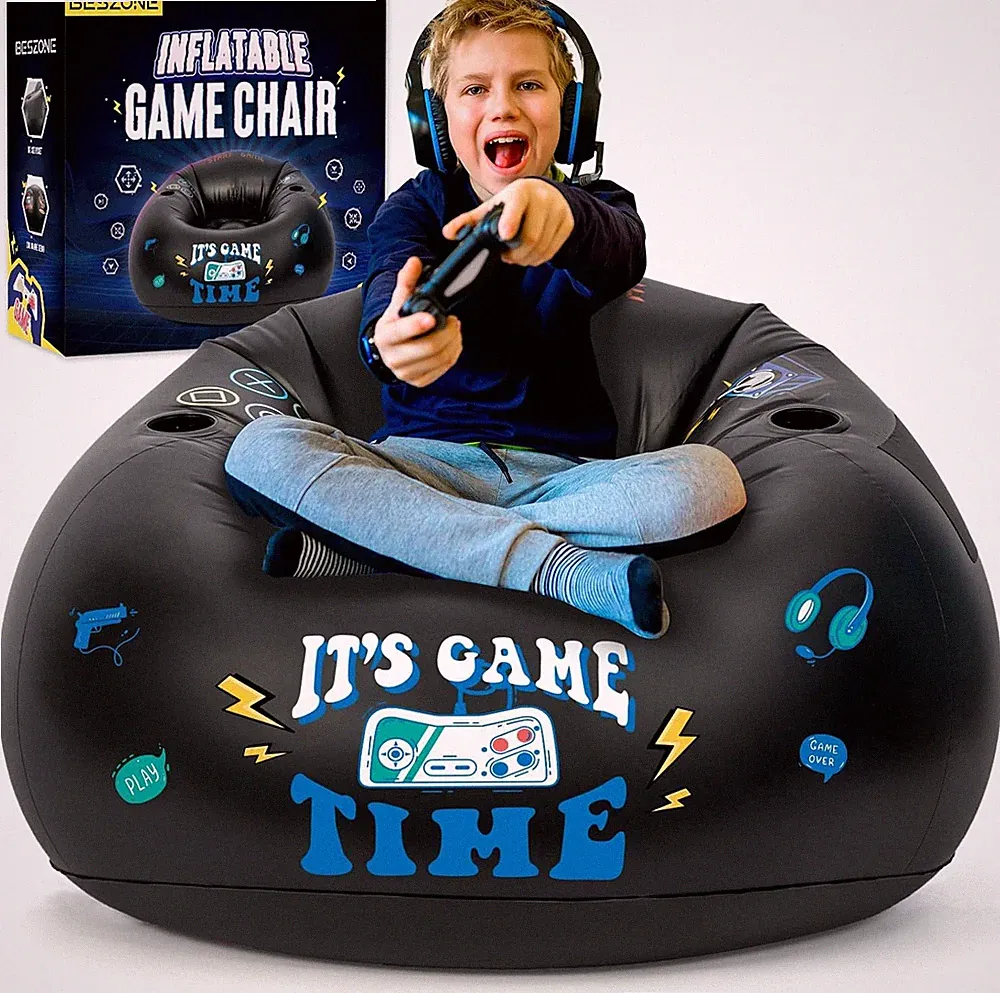 Inflatable Gaming Chair for Kids, Floor Bean Bag Chair for Teens - Boys Room