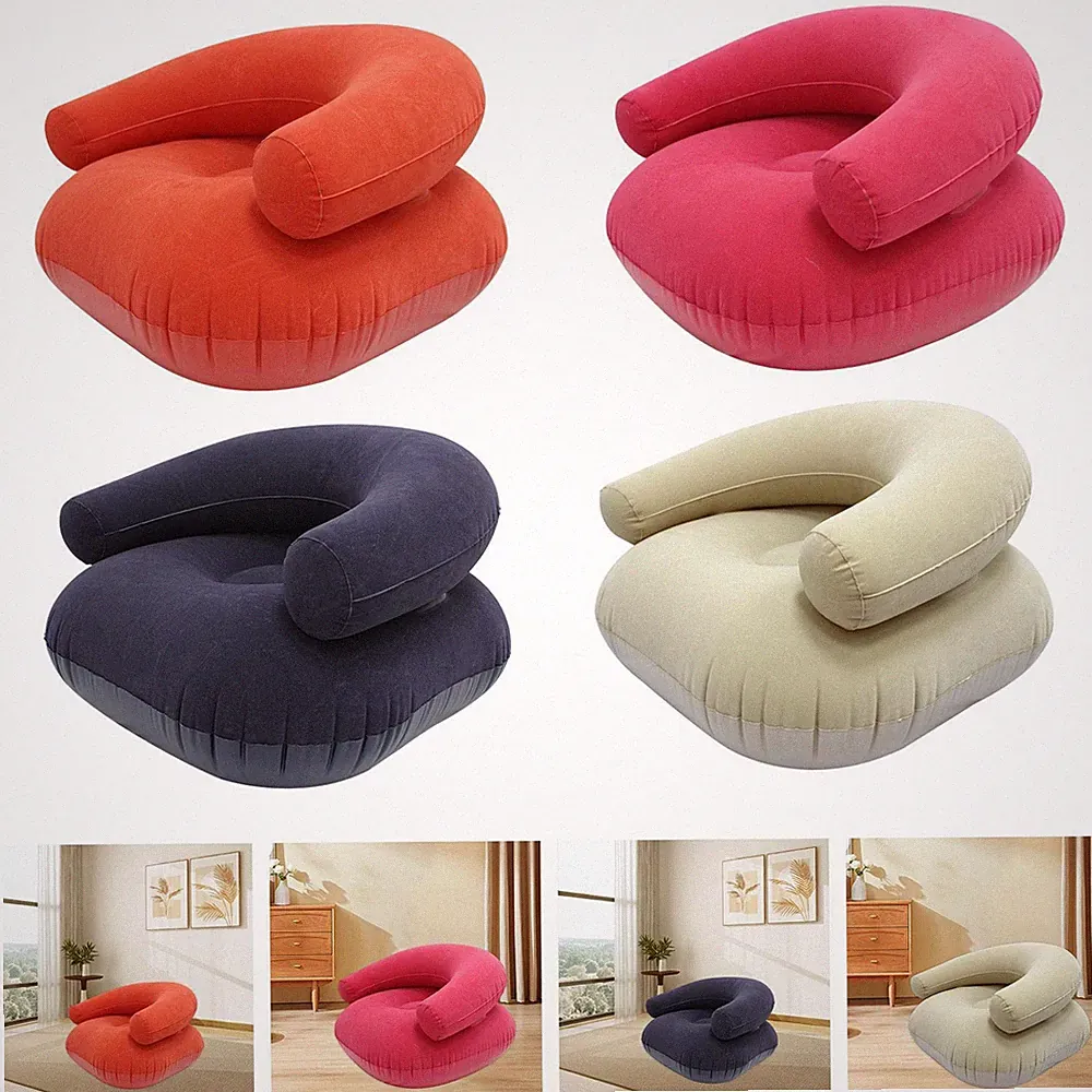 Inflatable Lounge Chair PVC Flocking Couch for Courtyard Beach Gaming Room