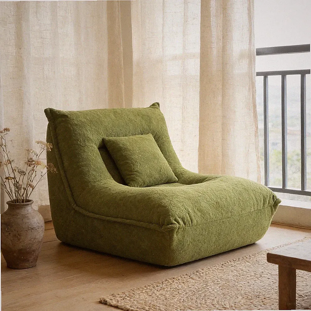 Lounge Chair with Pillow Lazy Floor Sofa Chairs for Living Room Bedroom Green