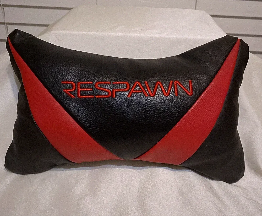 New Listing RESPAWN Black & Red Gaming Chair Pillow for Neck Red Embroidered Elastic Band