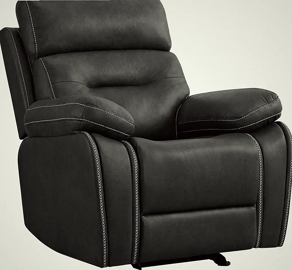 Overstuffed Leather Recliner Rocker Chair for Living Room & Home Theater