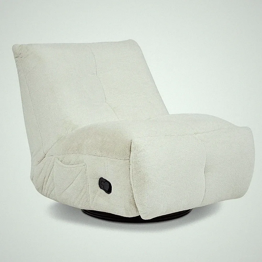 Pemberly Row 35.5" Swivel Glider Manual Recliner Gaming Lounge Chair in White