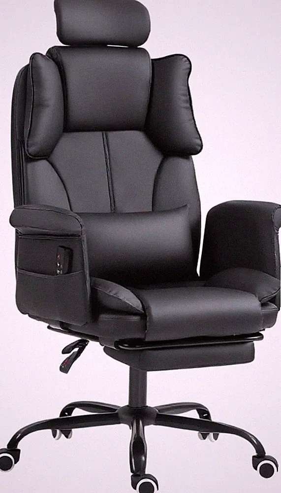 Reclining Massage Office Chair with Footrest for Back Pain Relief