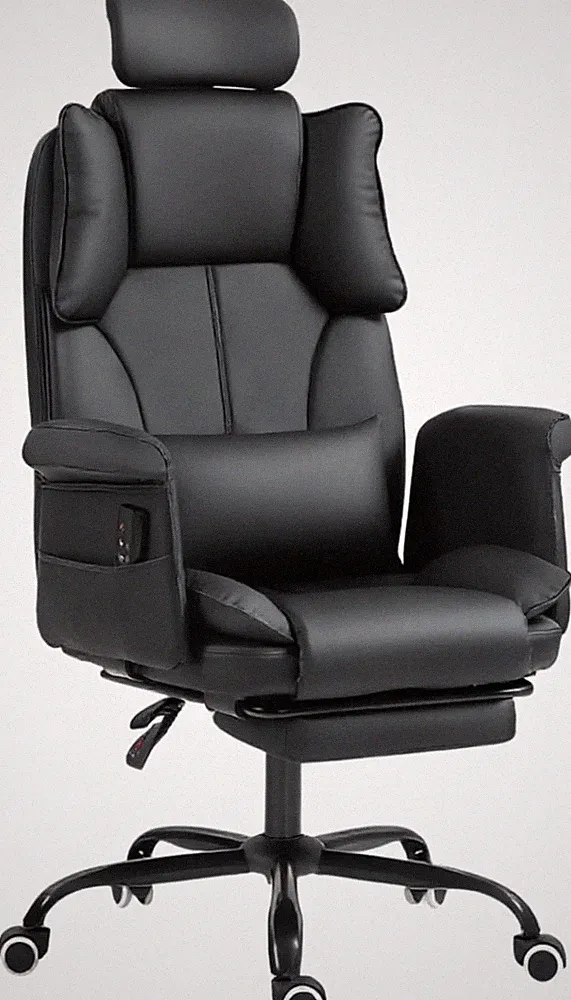 Reclining Massage Office Chair with Footrest for Back Pain Relief