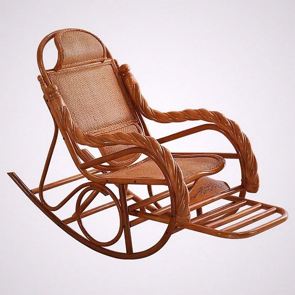 Rocking Chair Swivel Office Leather Adjustable Recliner Wooden Living Dining