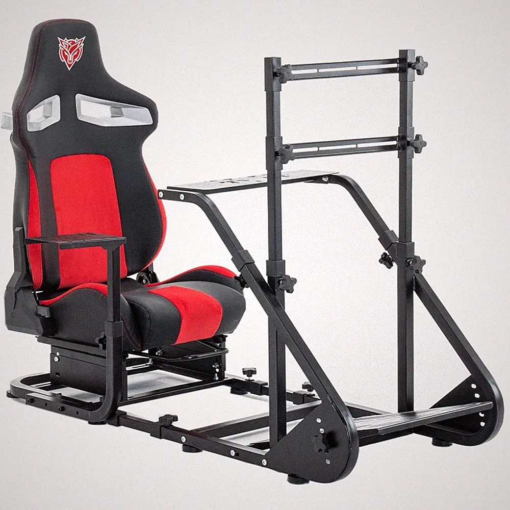 Sim Racing Simulator Cockpit Seat for Logitech Thrustmaster Fanatec Moza (Red)