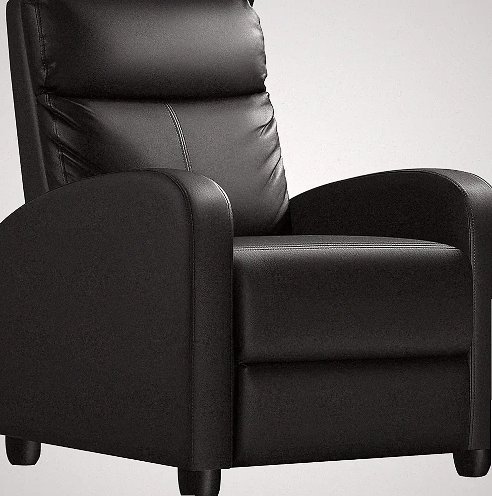 Stylish Black PU Leather Recliner Chair for Living Room & Home Theater