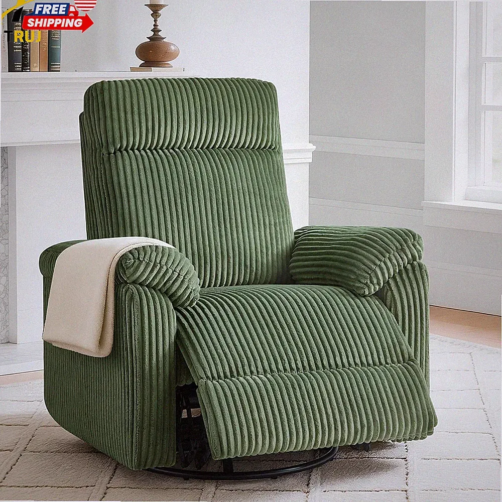 Swivel Rocker Recliner for Adults Corduroy 360 Degree Swivel Glider Recliner Man