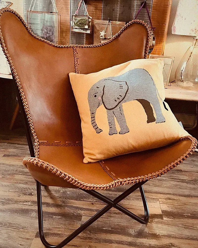VINTAGE BUFFALO TEN LEATHER RELAX ARM CHAIR HANDMADE BUTTERFLY CHAIR HOME DECOR