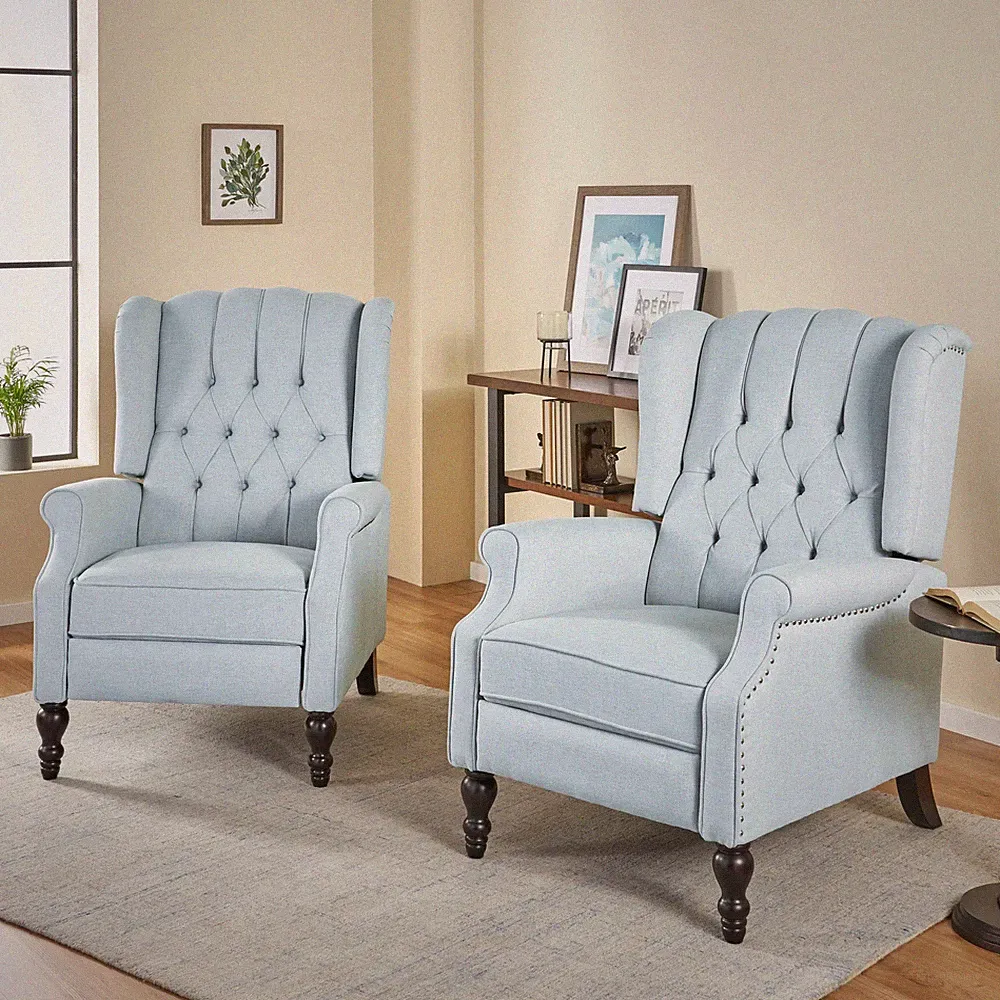 Walter Tufted Fabric Recliners (Set of 2) by Christopher Knight Home