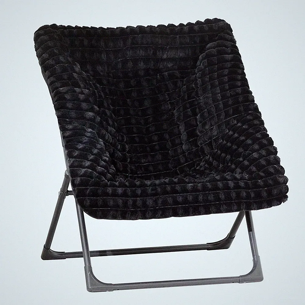 X-Large Faux Fur Saucer Chair Oversized Folding Recliner Reading Chair